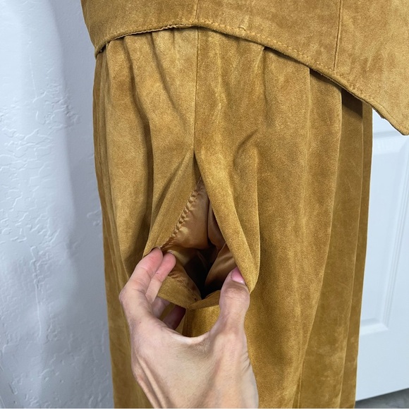 Vintage 70s Lillie Rubin Western Bohemian Leather Vest Skirt Set Sizes L 12 - Picture 4 of 9